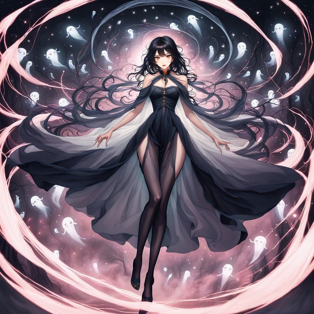 Anime Woman in Ghost Dress