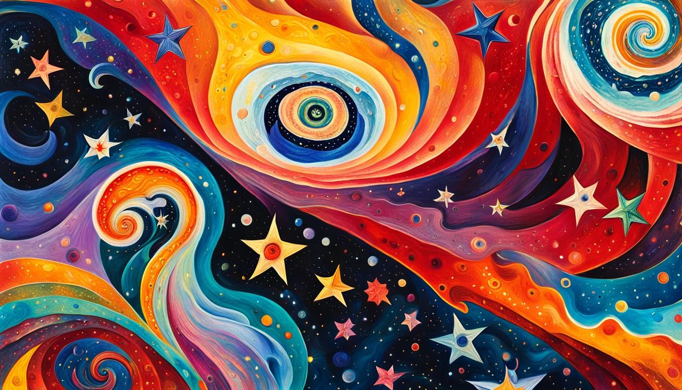 Macro Stars in Abstract Expressionism Style