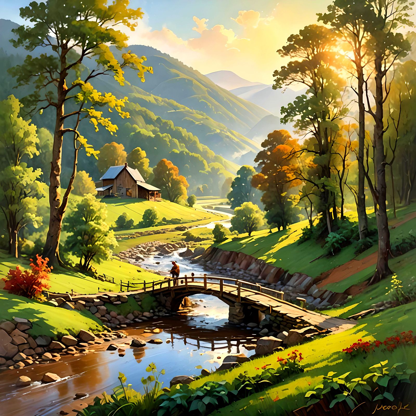 Eco-Friendly Farm in Lush Green Landscape