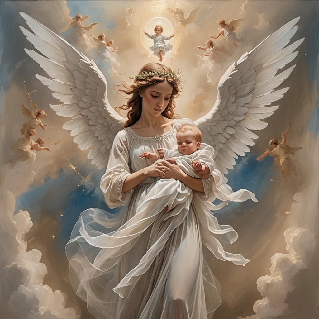 Ethereal Angel Ascending in Tulle Artistry