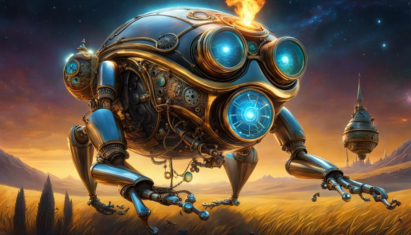 Steampunk Frog-Cat Apocalypse: Holographic Cosmic Illustrati...