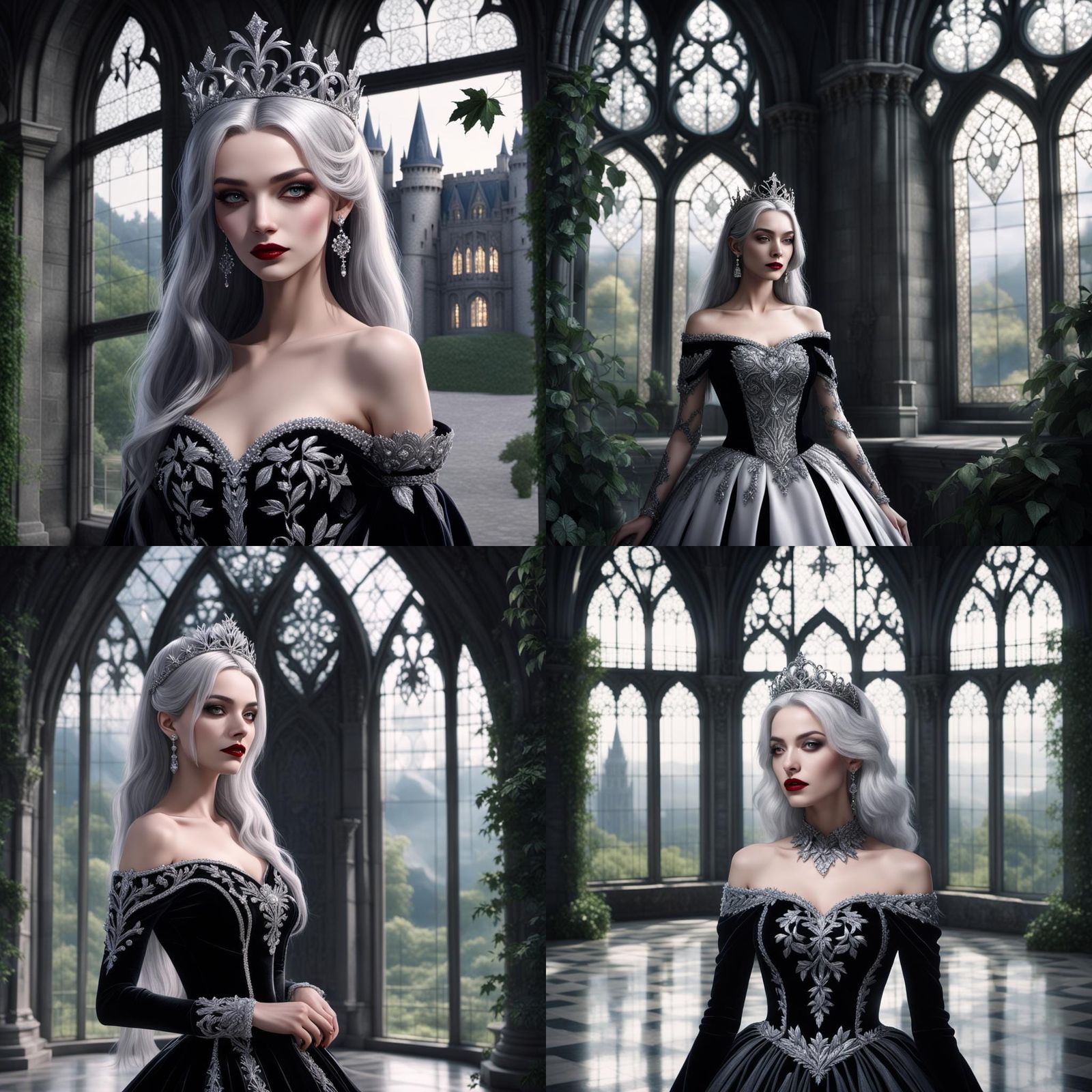 Gothic Castle Portrait of a Girl in 1990s Style