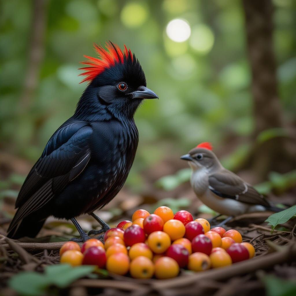 Wattled Curassow in Amazon Rainforest, Scientific Photograph...