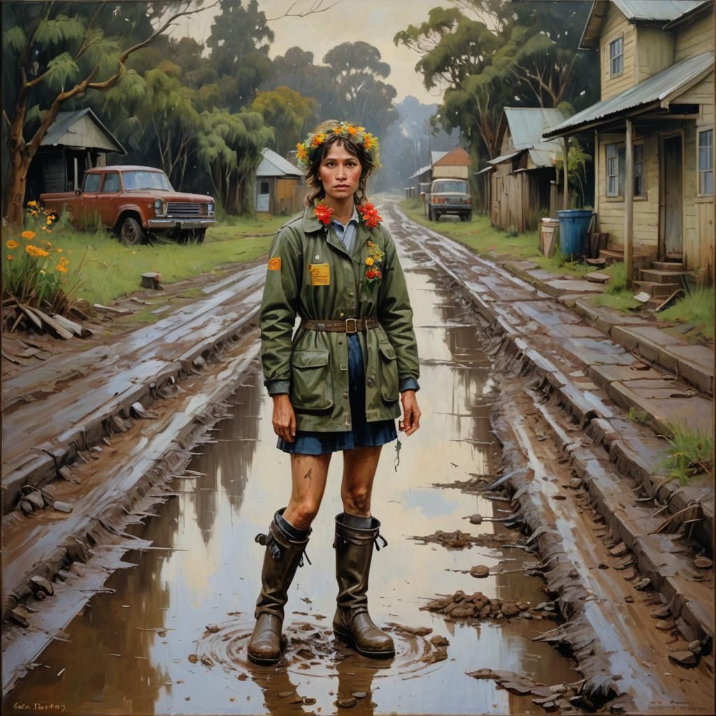 Woman in Floral Wreath: Oil Painting by Gurney