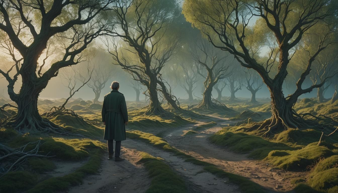 Contrasting Paths in a Serene Landscape