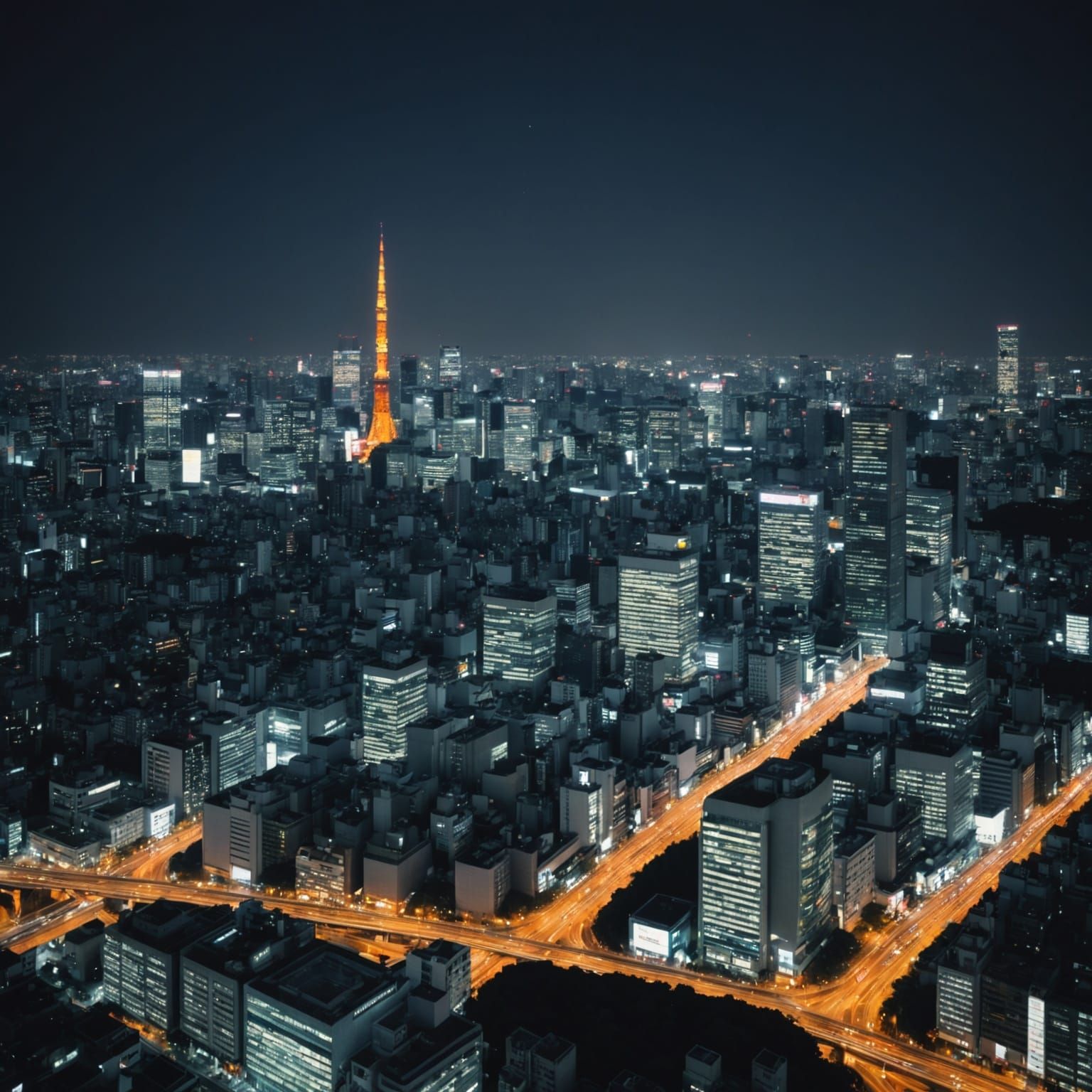 Tokyo Night Skyline: Illuminated Urban Panorama