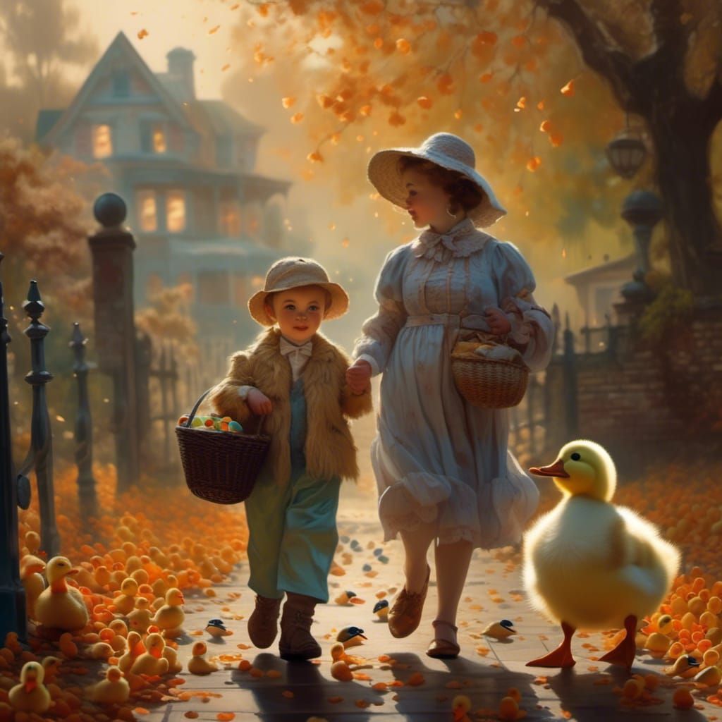 Aunt and Nephew as Baby Ducks for Halloween