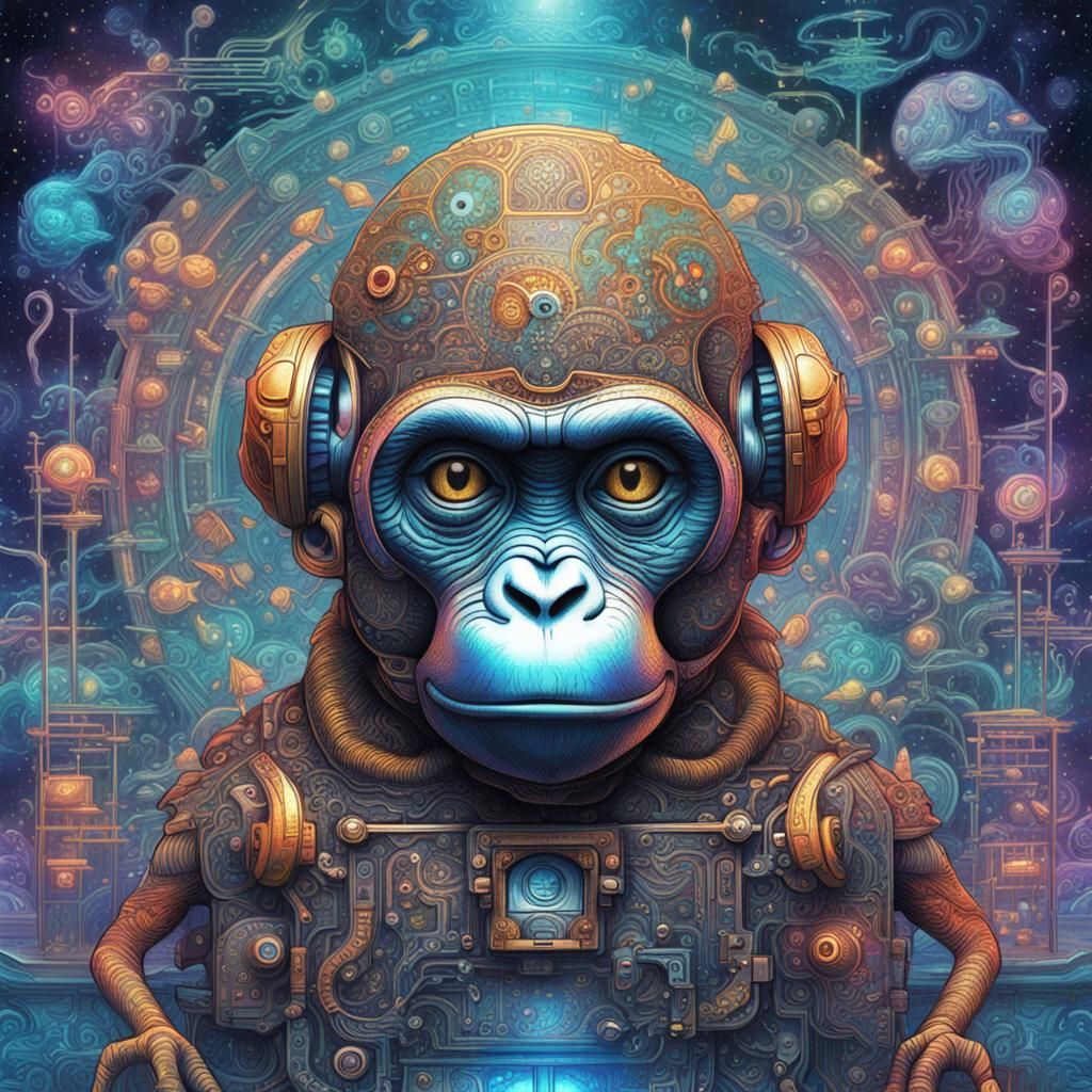 Monkeys Embrace Technological Singularity: A Cosmic Vision