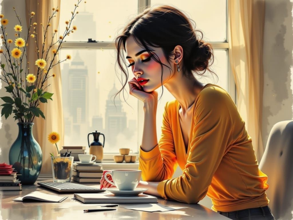 Watercolor Dreams of Office Tedium