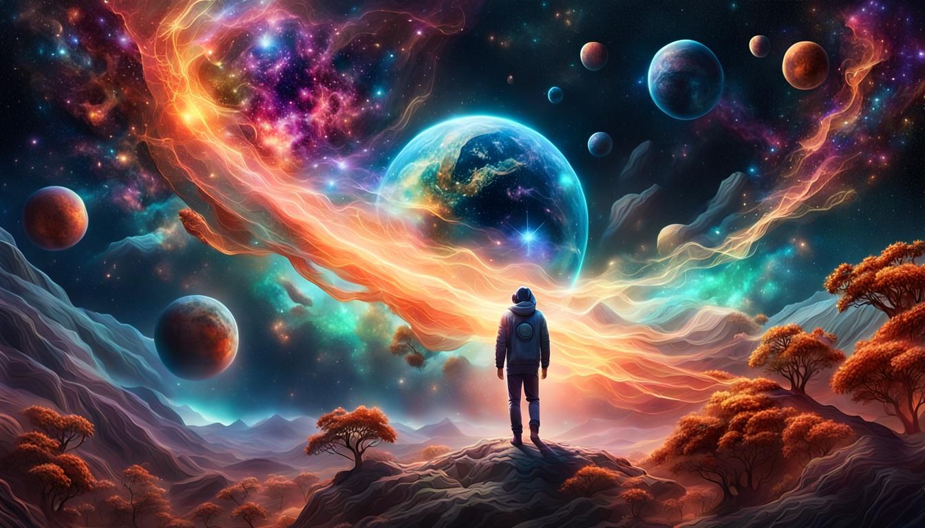 Ethereal Figure in Space: A Digital Art Masterpiece