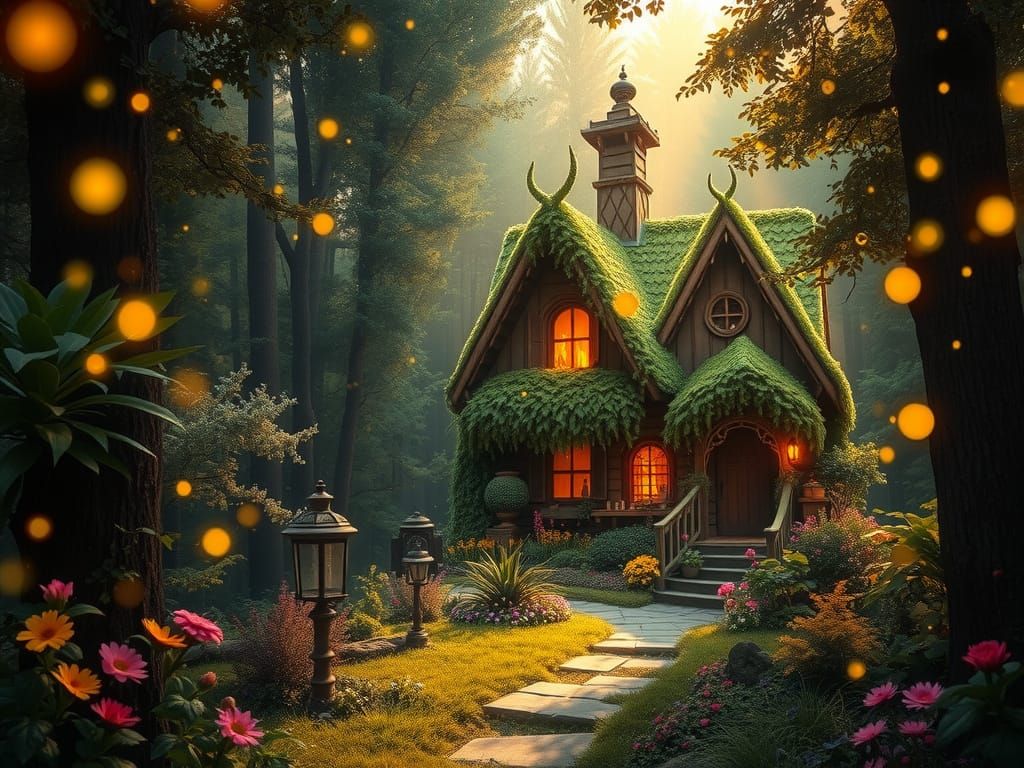 Mystical Herb Witch's Cottage in Enchanted Forest