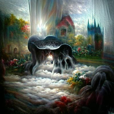 Ethereal Gothic Mushroom in Astral Landscape