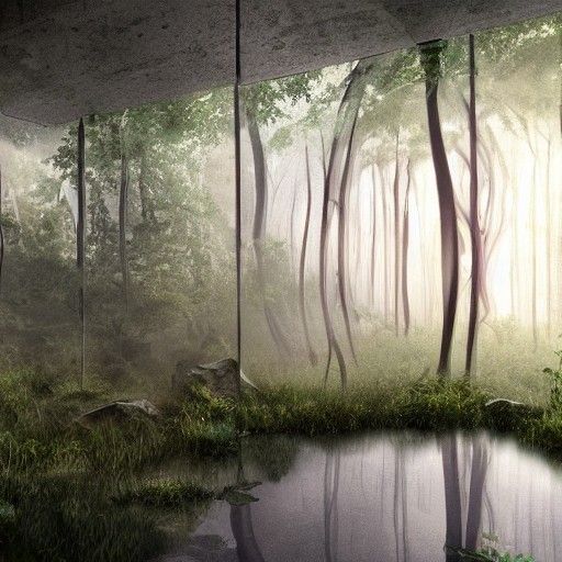 Ethereal Glass Forest: Detailed Matte Painting