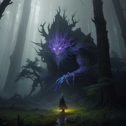 Forest Witch in Mist, Dark Fantasy Concept Art