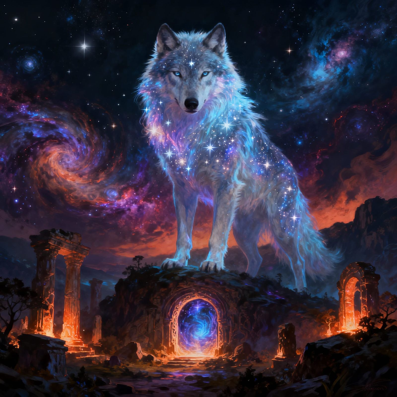 Ethereal Starlight Wolf Guards Dimensional Portal