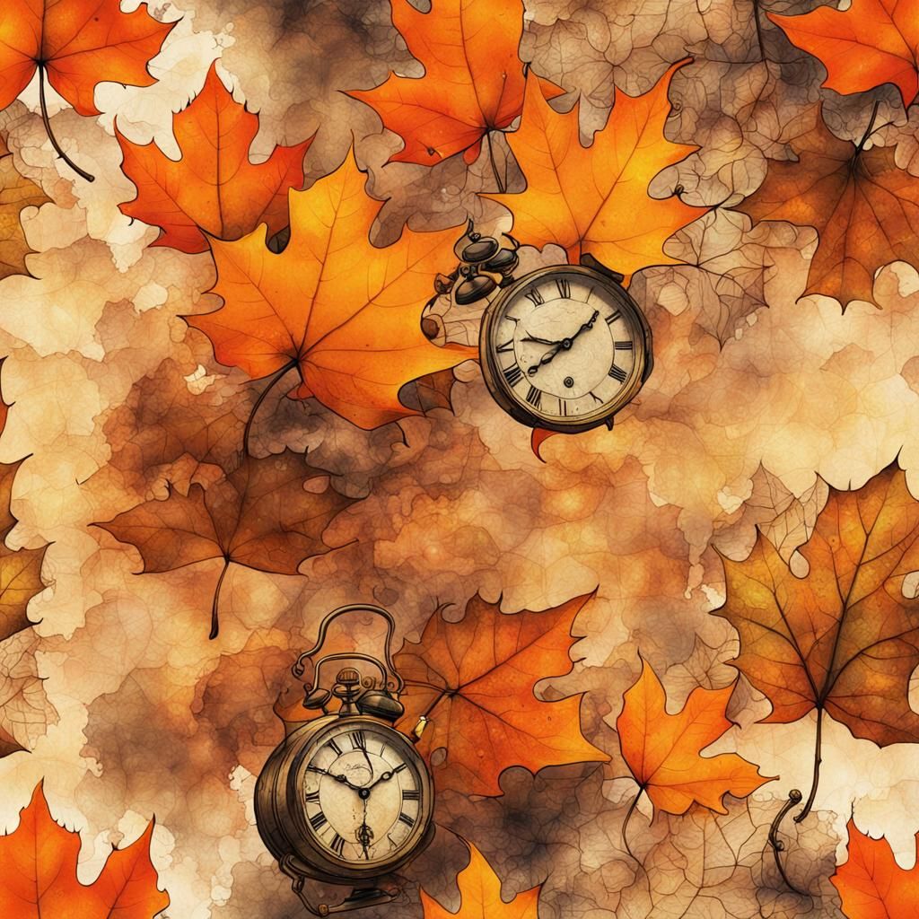 Steampunk Autumn Street Scene in Ink Painting Style