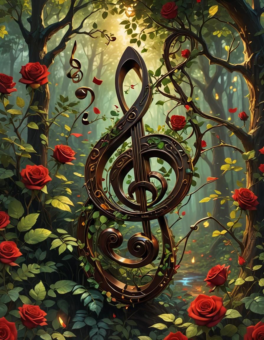 Magic Music Forest Concept Art in Oil Painting Style