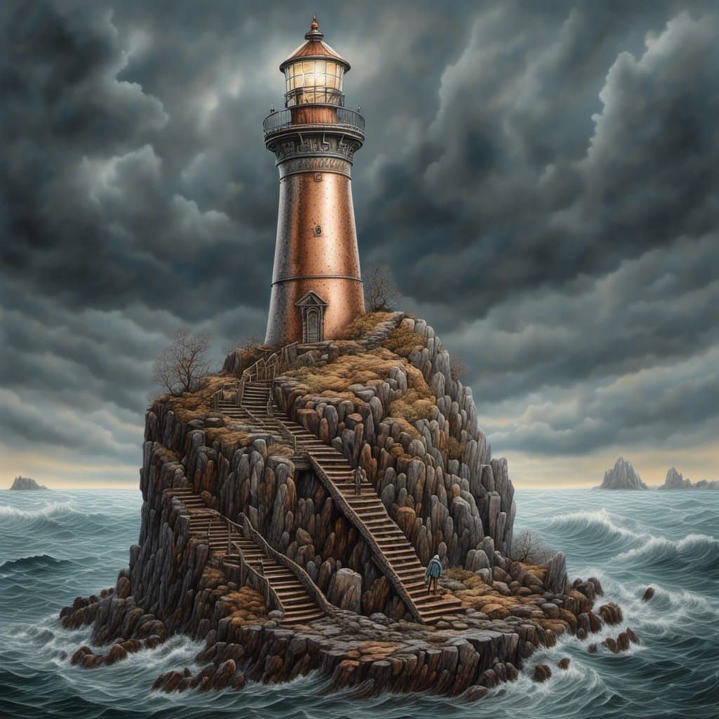 Ornate Silver Lighthouse Sculpture in Hyperrealistic Style