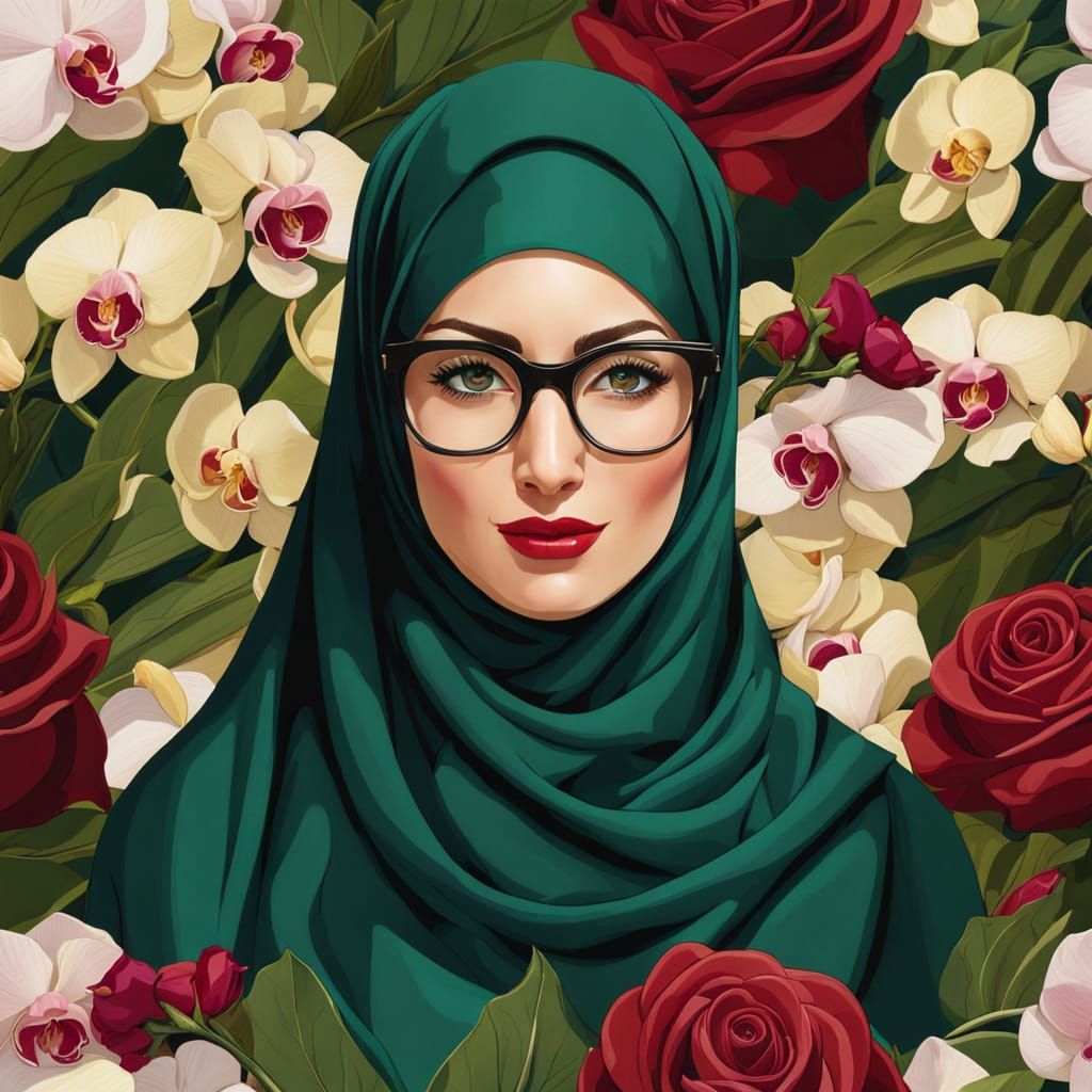 Friendly Hijabi Secretary with Glasses in Nature