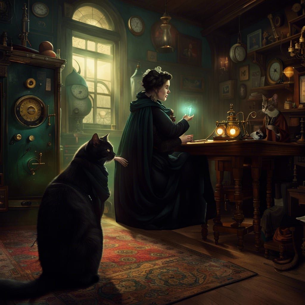 Gothic Alchemist's Astral Telephone: Detailed Matte Painting