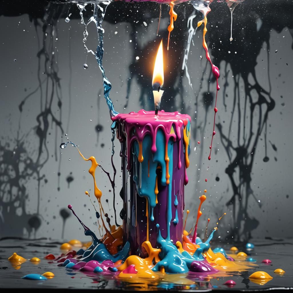 Underwater Storm Candle in Graffiti Art Style