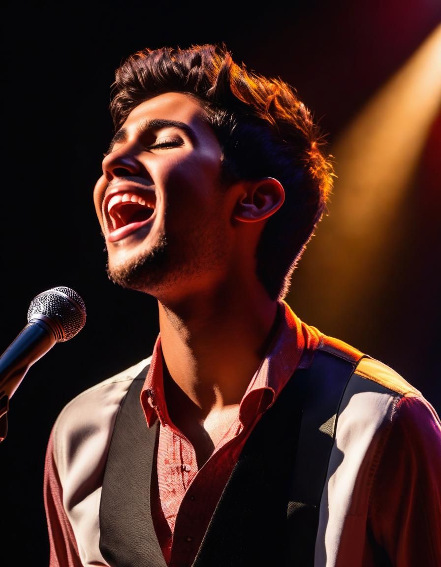 Realistic Portrait of a Singer on Stage