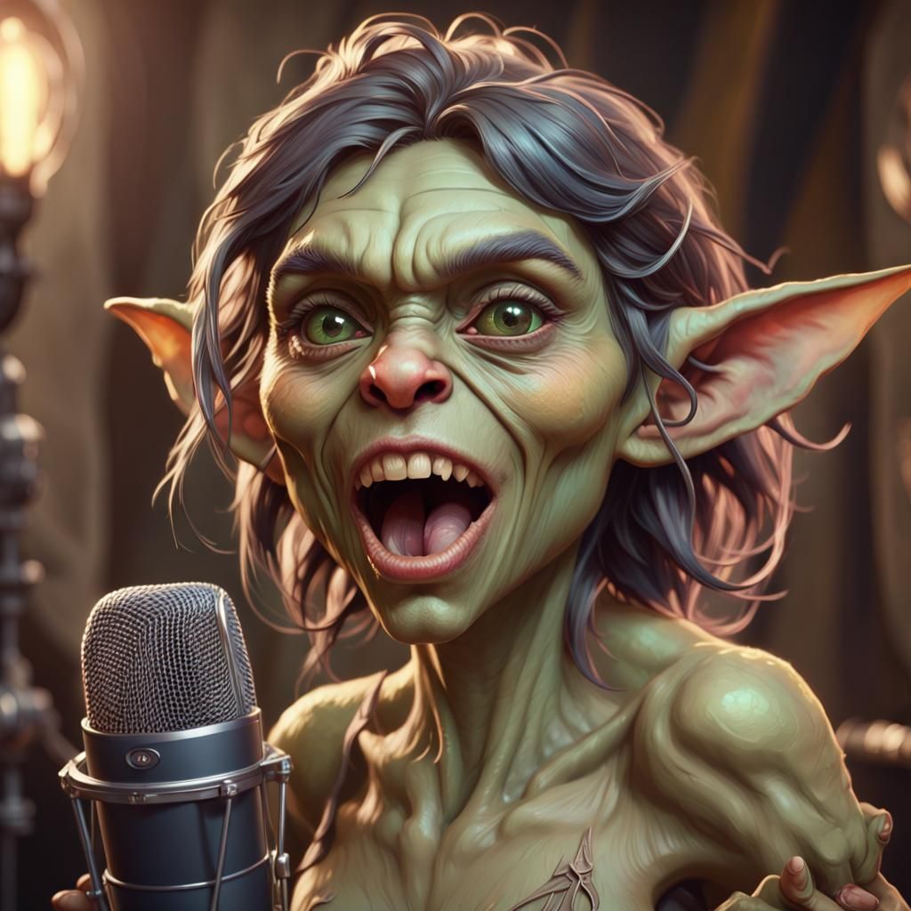 Singing Goblin Woman Portrait in Art Nouveau Style
