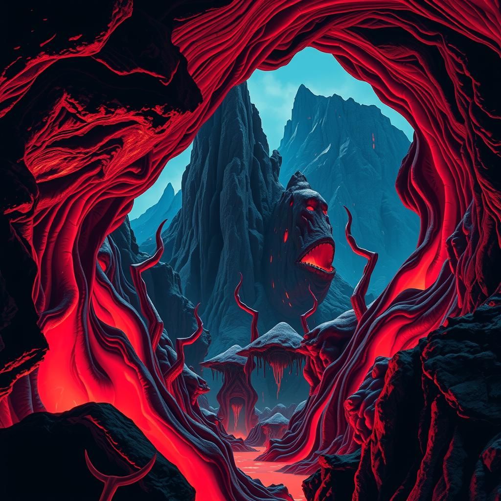 Eldritch Landscape: Biological Cave in Giger Style