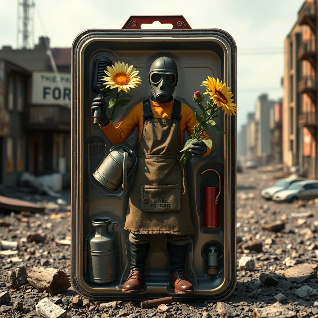 Collectible action figure of 'The Apocalypse Florist' inside a retro blister pack.
