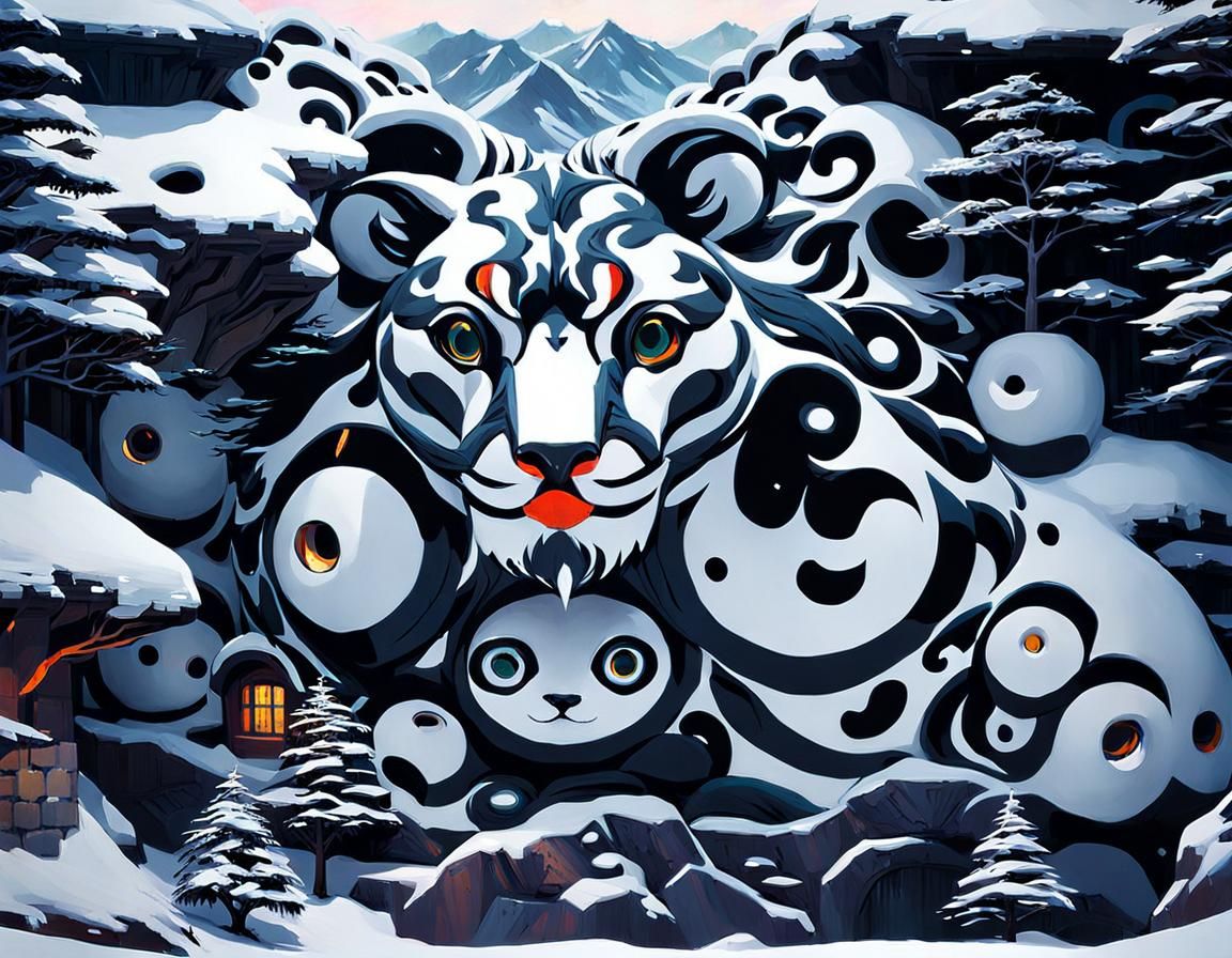 Expressionist Winterscape with Hidden Figure