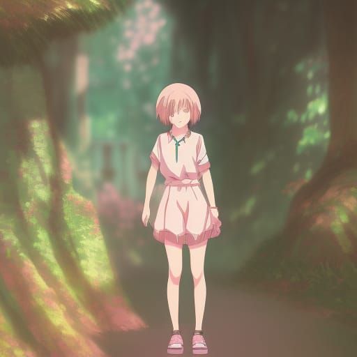Anime Girl with Pink Hair, Ghibli Style