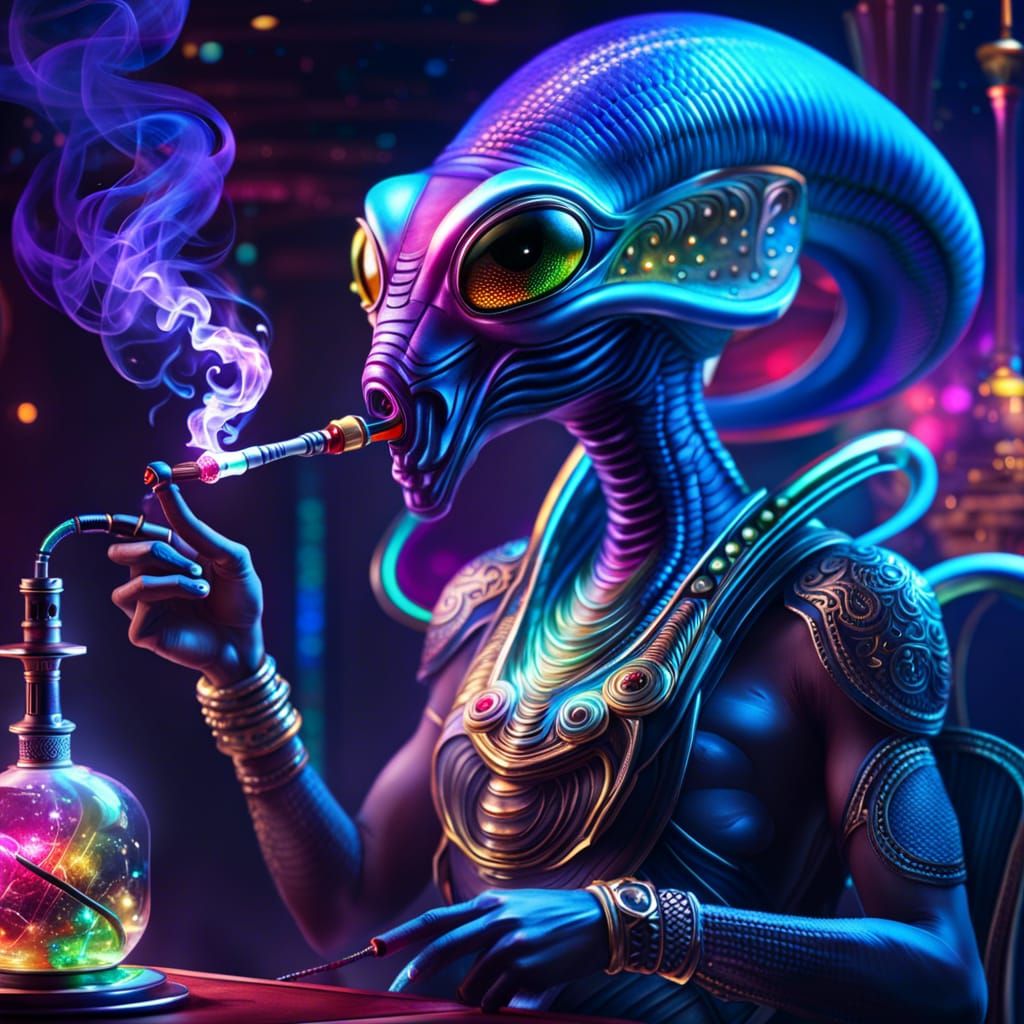 Cosmic alien mosquitoe being smoking a Quantum laser hookah ...
