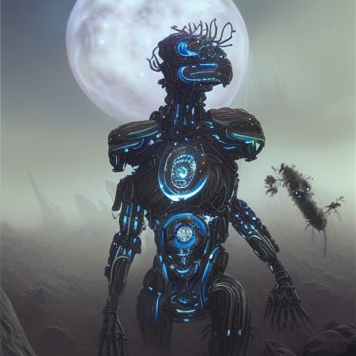 Two-Headed Cyborg in Crystal Prison, Cyberpunk Style