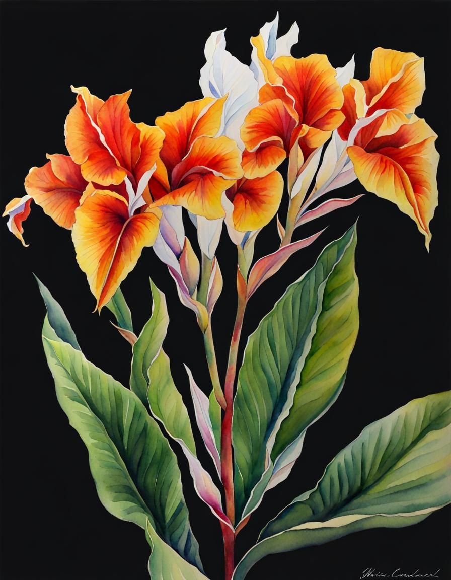 Elegant White Canna Flower in Watercolor