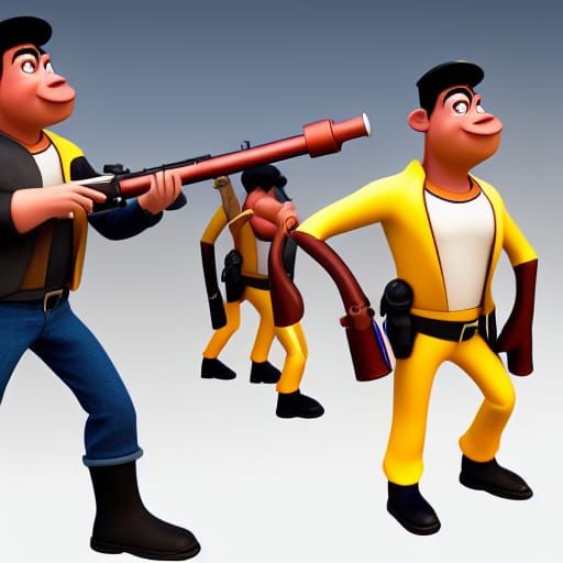 Michael Jackson with Bazooka: Pixar-Style 3D Art