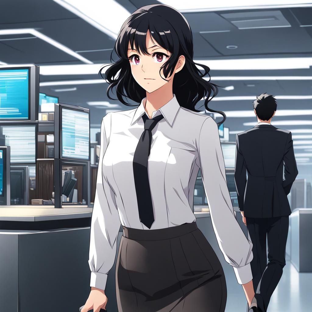 Anime Style Woman Going to Work in 4K