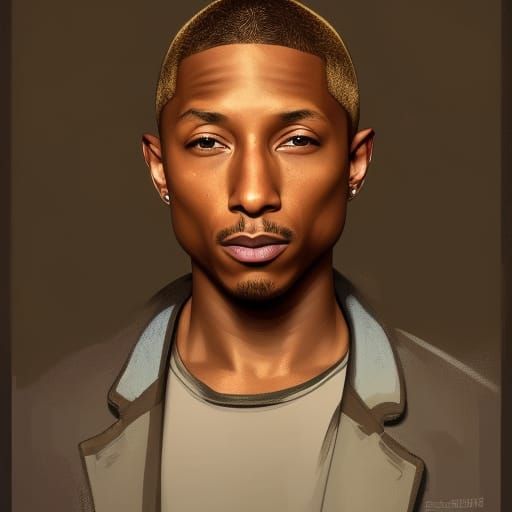 Shirtless Pharrell Williams Portrait in Hyperdetailed Style