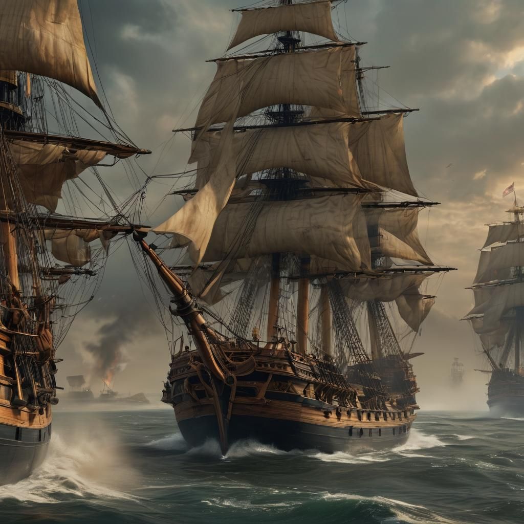 HMS Victory at Battle of Nile: Digital Painting