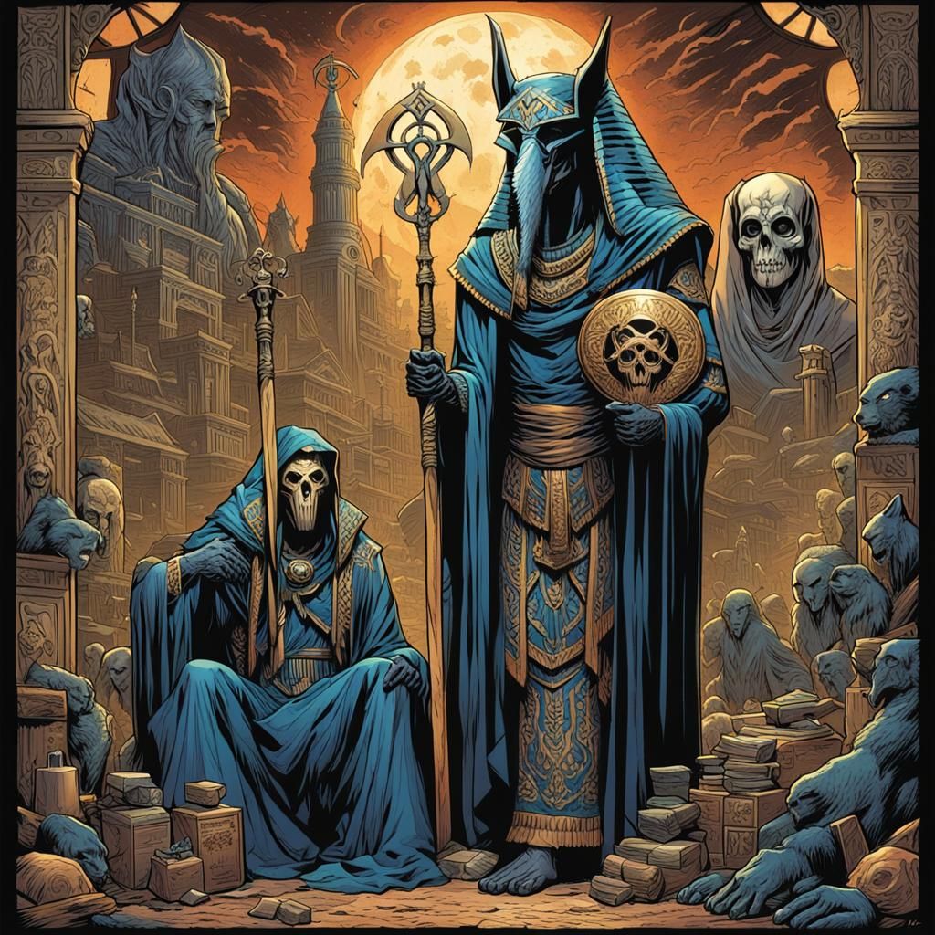 Thoth, Anubis, and La Santa Muerte Comic Art