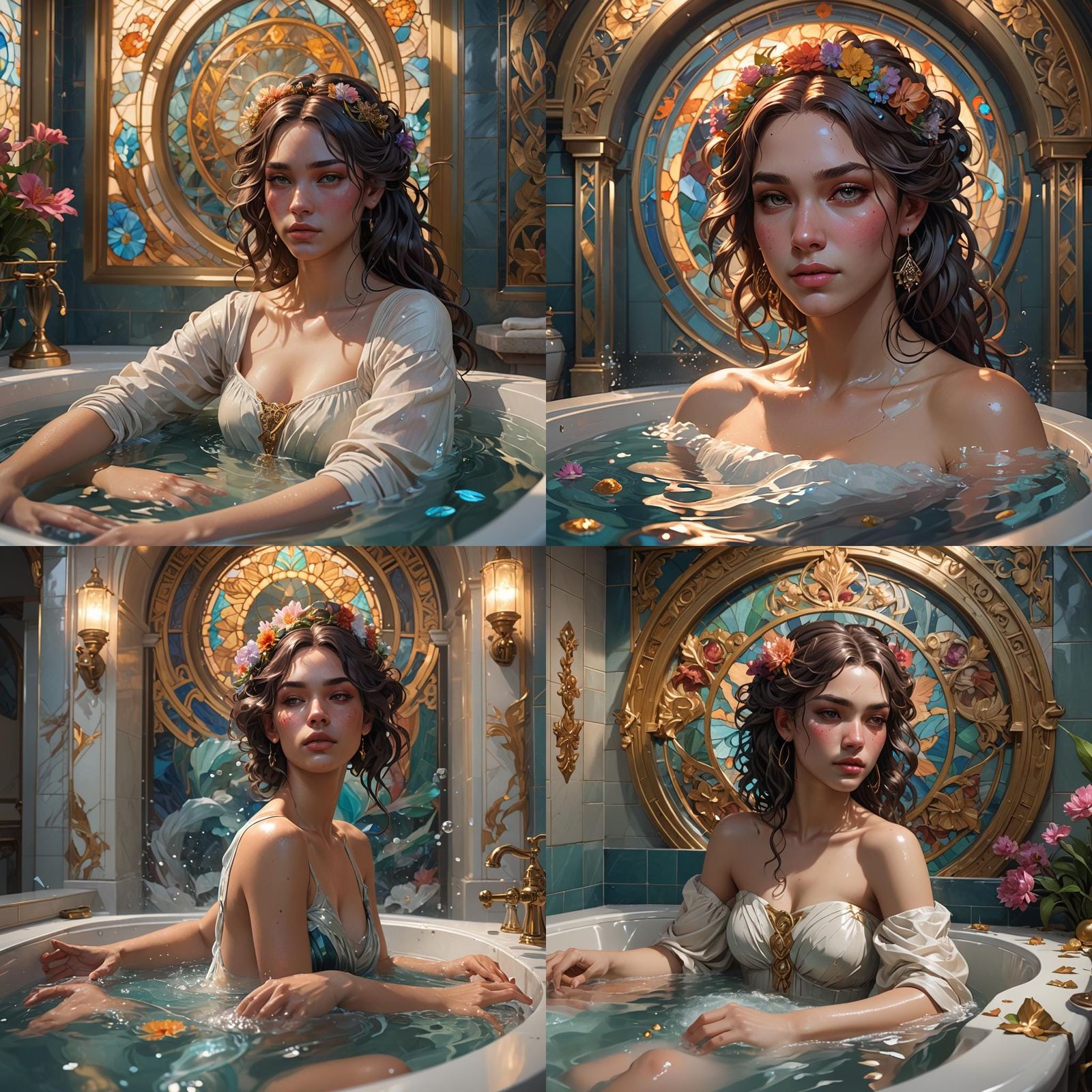 Transgender Woman Bathing: Hyperdetailed Concept Art Portrai...