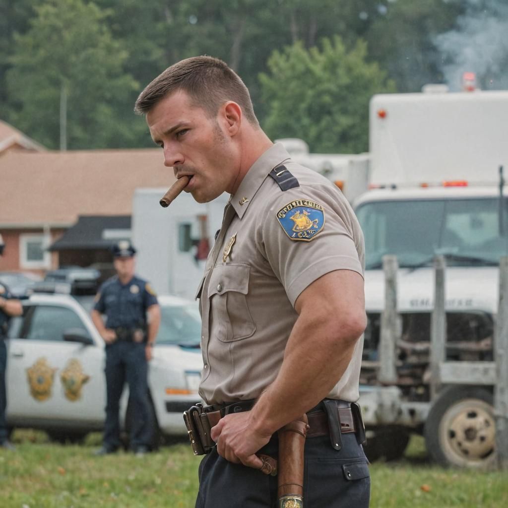 State Trooper with Cigar in Professional Photo