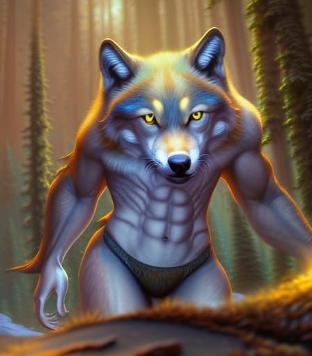 Anthropomorphic Wolf Detailed Matte Painting