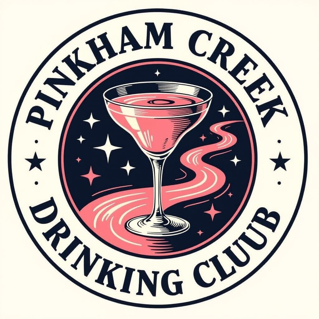 Pinkham Creek Drinking Club Vintage Cocktail Logo