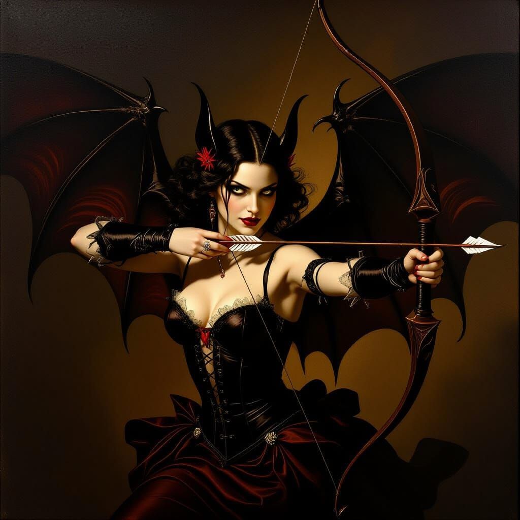 Gothic Vampire Cupid in Caravaggio Style