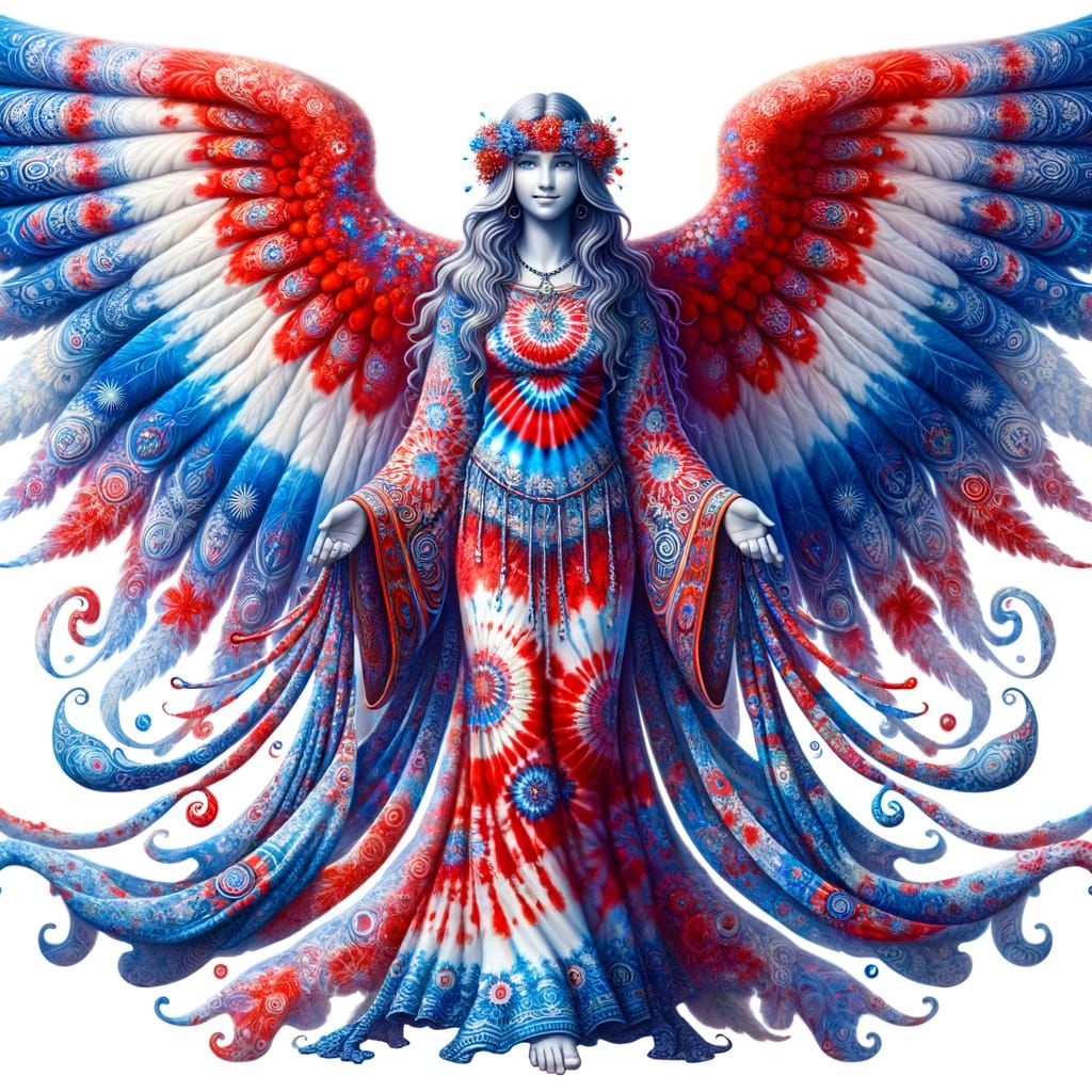 Psychedelic Tie-Dye Hippie Angel of Peace