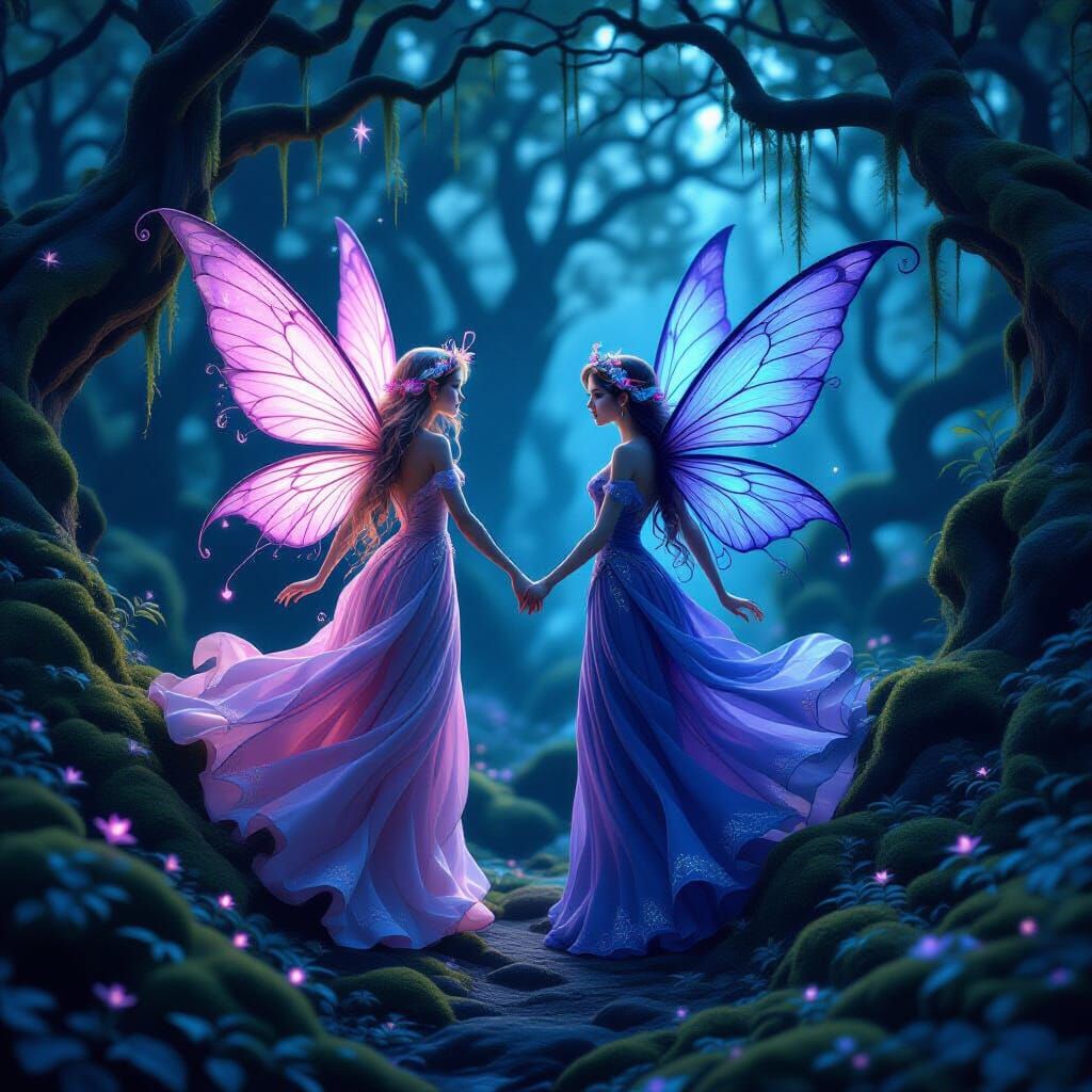 Ethereal Fairies in Enchanted Forest