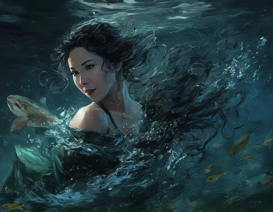 Anime Mermaid Portrait in Genshin Impact Style