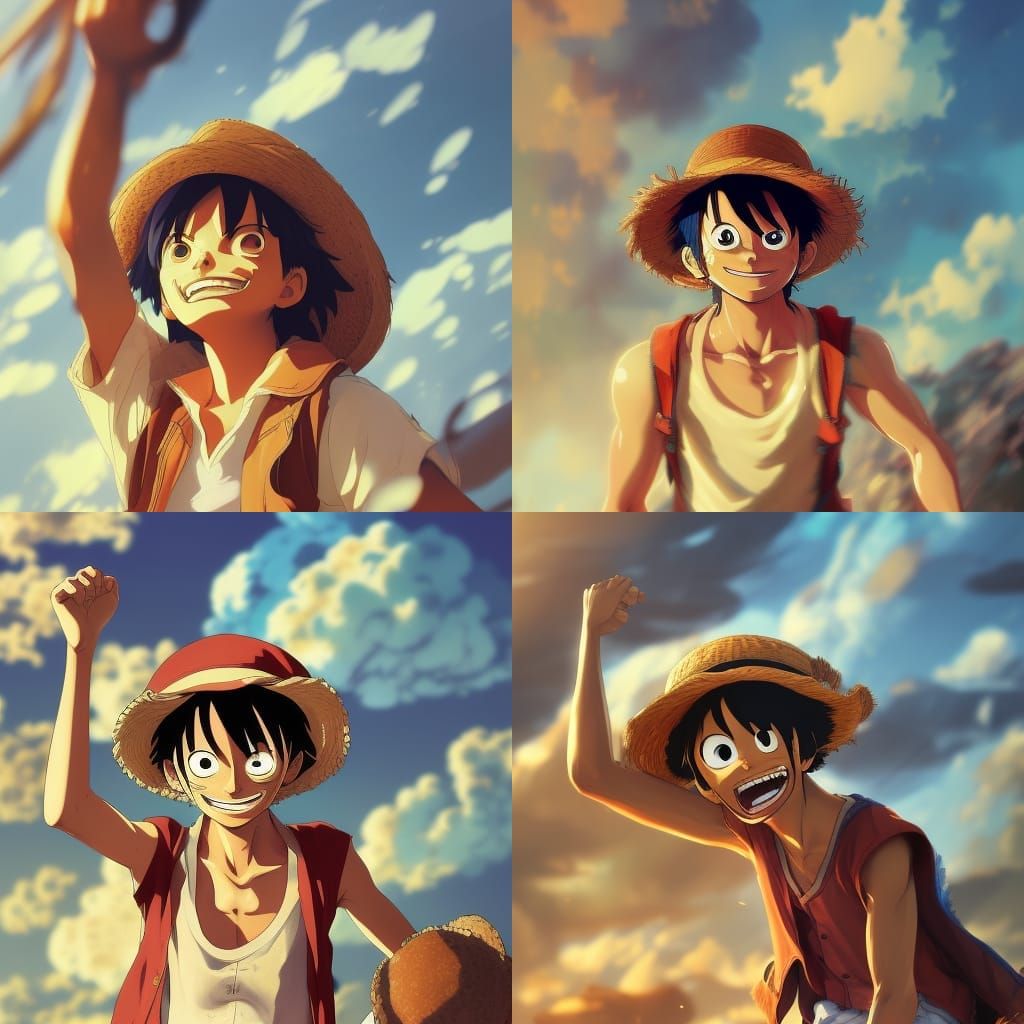 Monkey D. Luffy in Studio Ghibli Anime Style