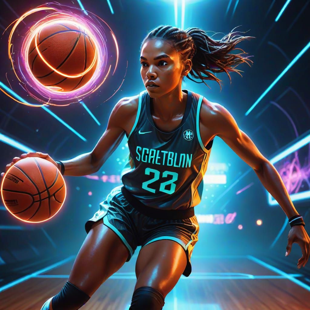 Futuristic Basketball Player with Glowing Energy Ball