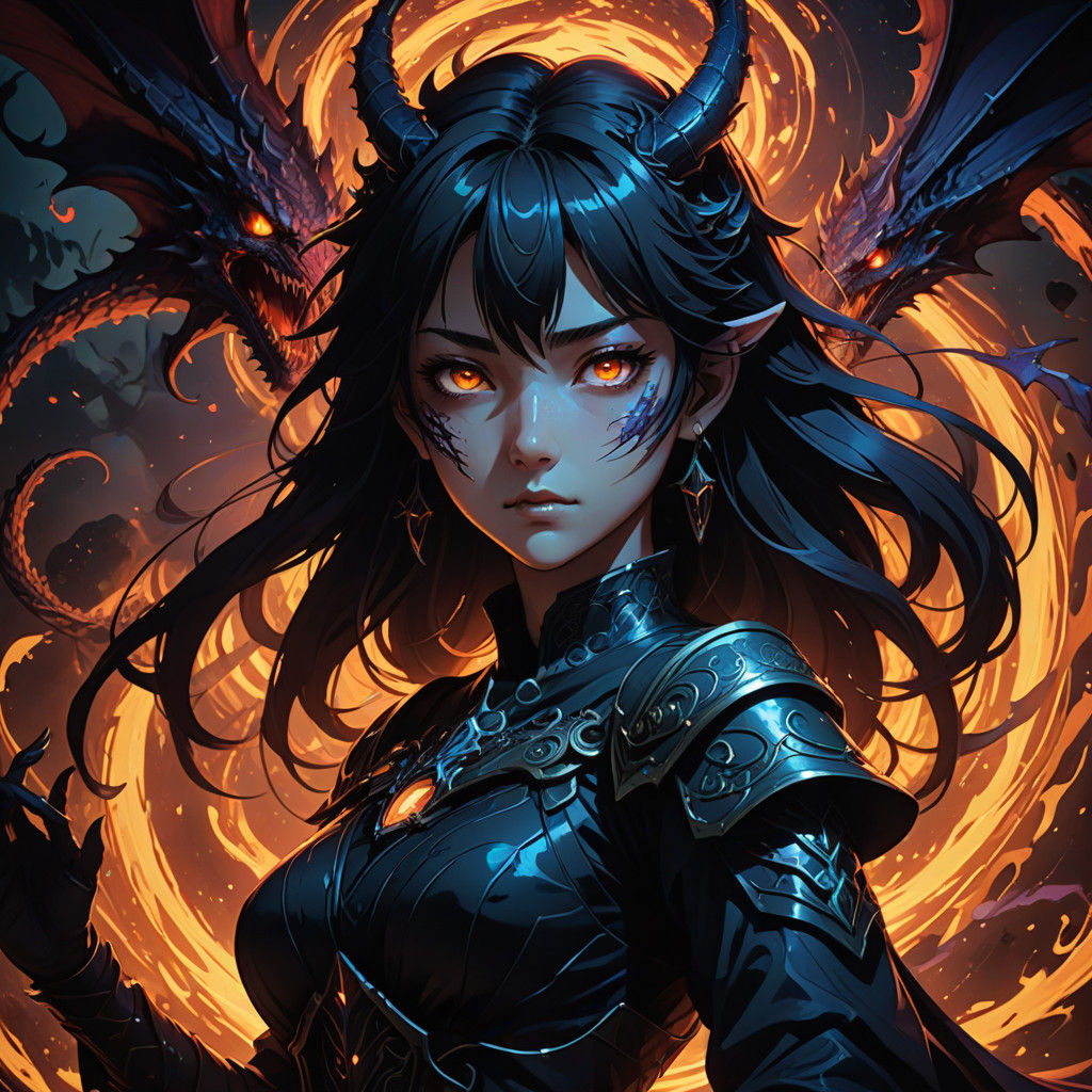 Dragon Maiden of the Infected Abyss in Vibrant, Cinematic An...